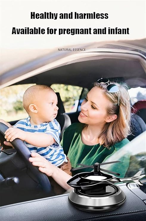 Solar Helicopter Air Freshener - Rotating Car Aroma Diffuser (Black)
