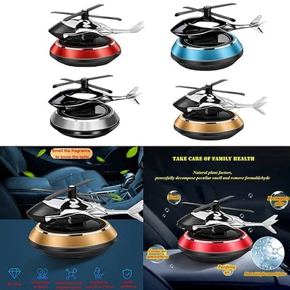 Solar Helicopter Air Freshener - Rotating Car Aroma Diffuser (Black)